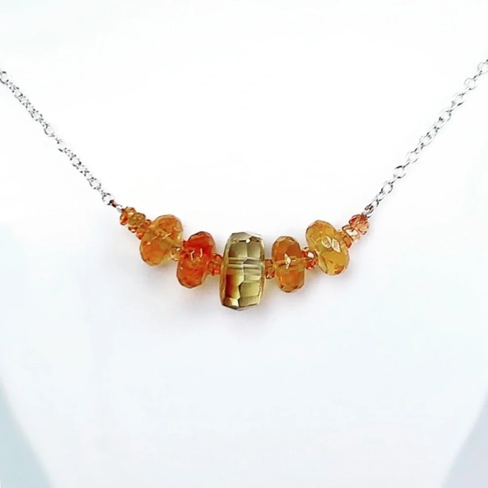 Hand Made Sapphire Citrine Gemstone Necklace